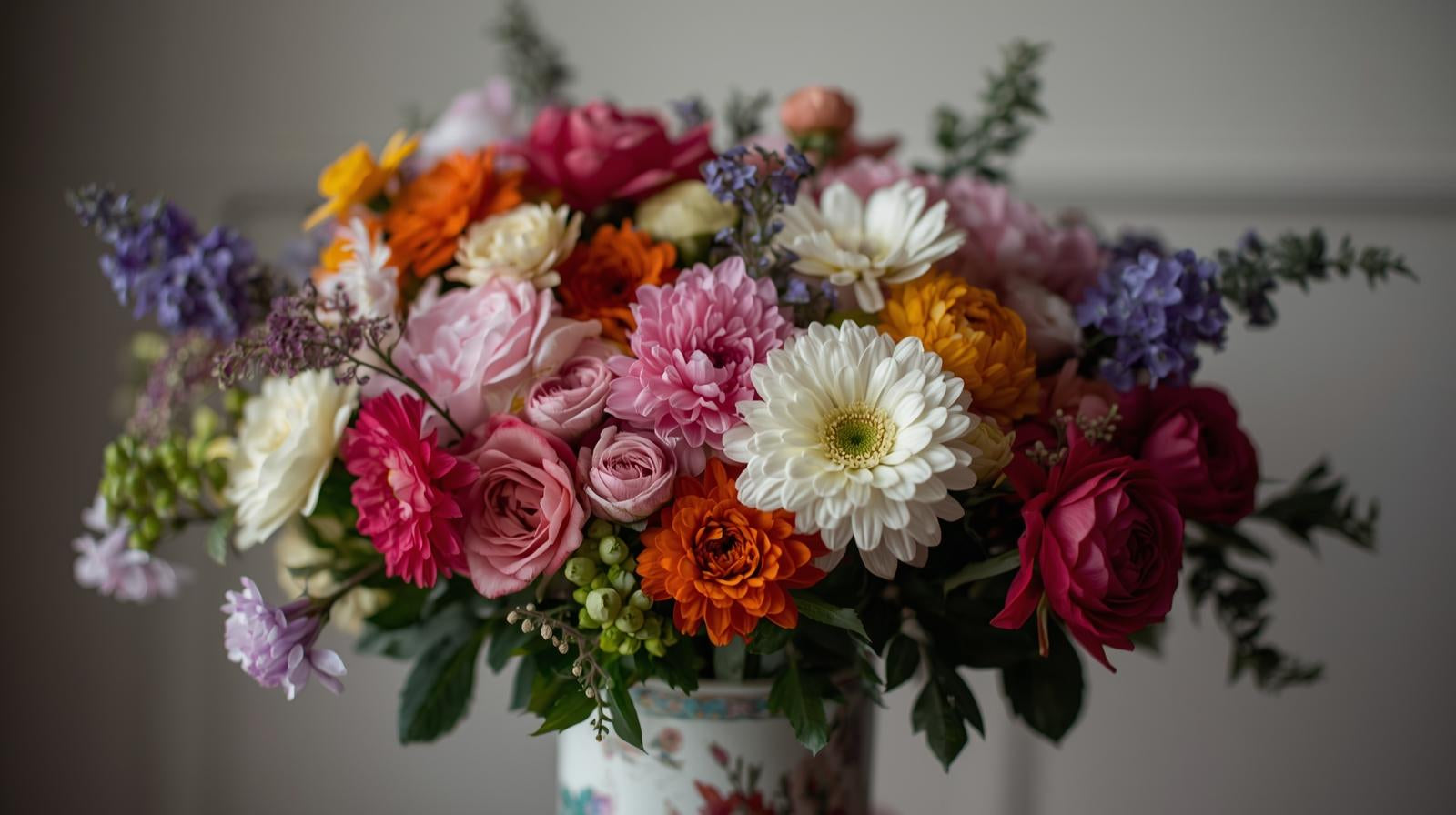 Fresh flowers placed